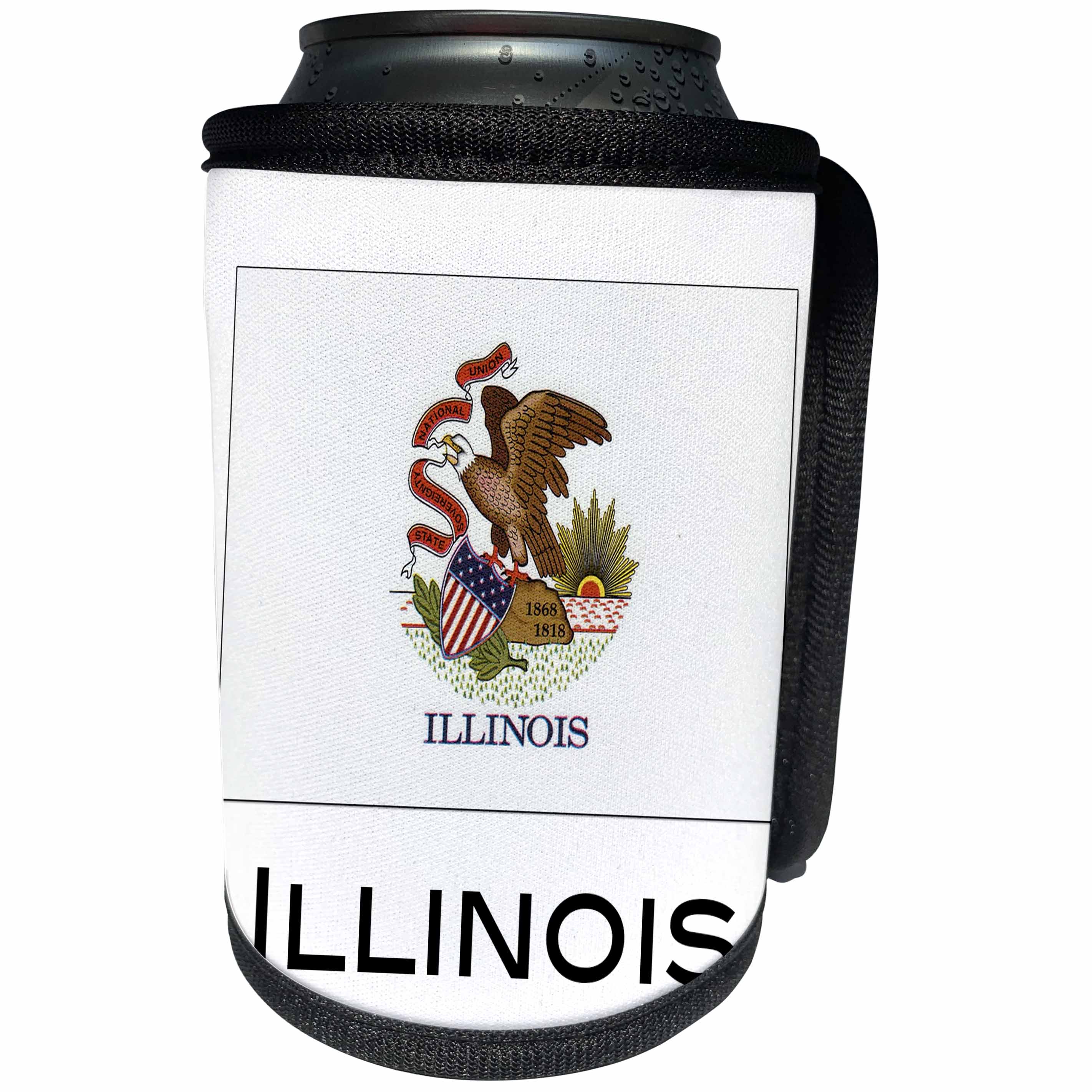3dRose EvaDane - State Flags - Illinois State Flag - Can Cooler Bottle Wrap (cc_107363)
