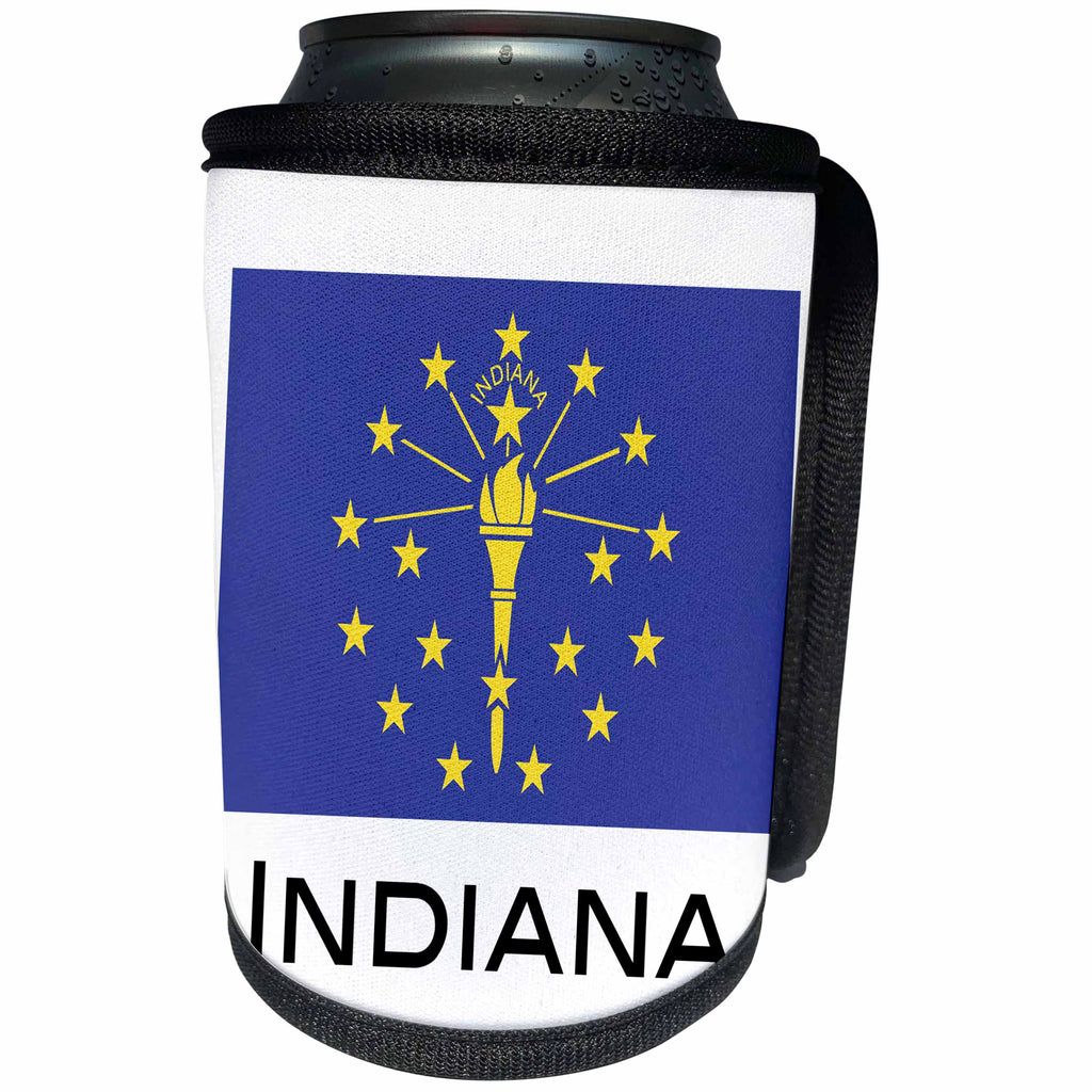 3dRose EvaDane - State Flags - Indiana State Flag - Can Cooler Bottle Wrap (cc_107364)