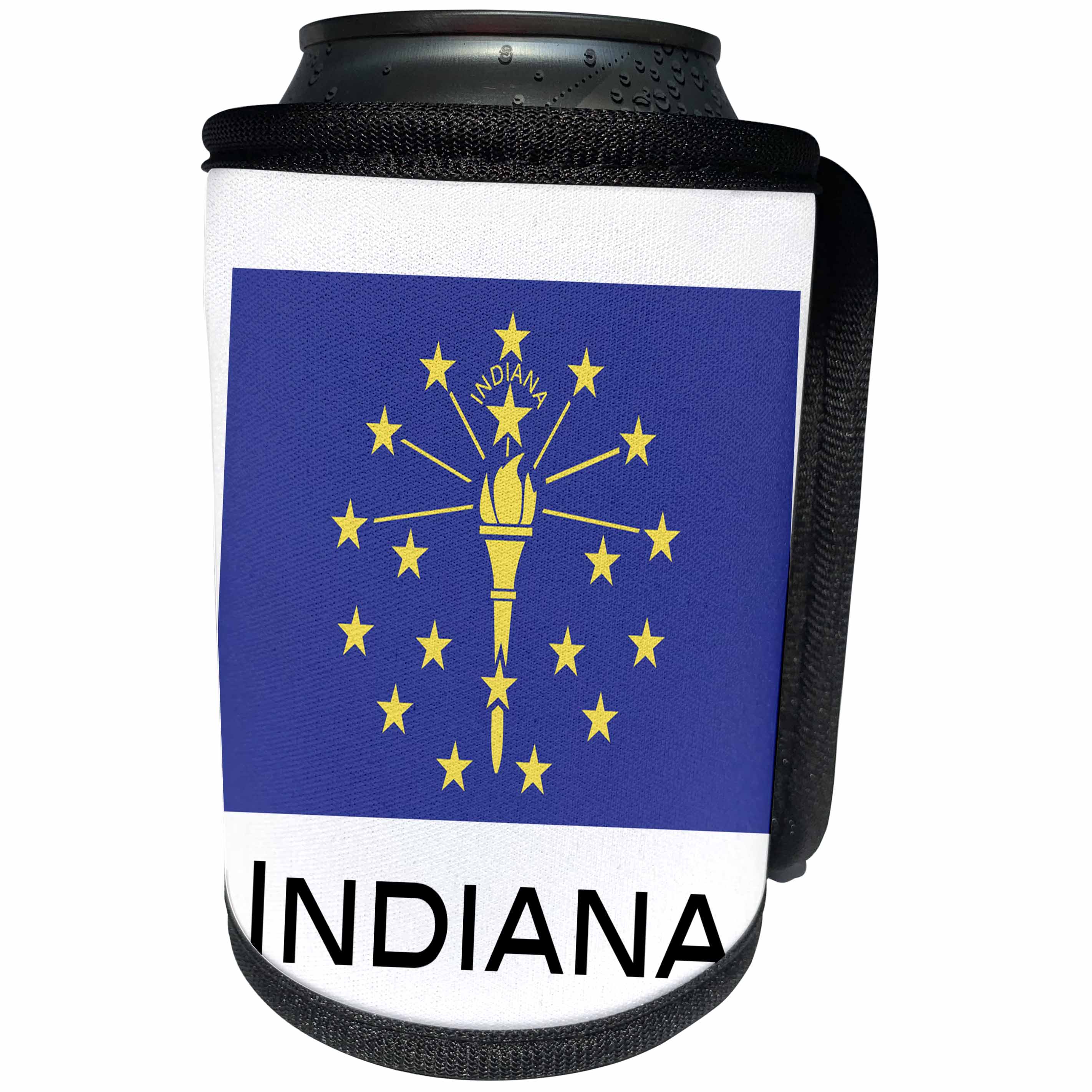 3dRose EvaDane - State Flags - Indiana State Flag - Can Cooler Bottle Wrap (cc_107364)