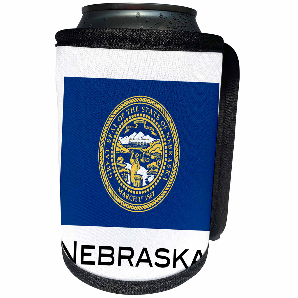 3dRose EvaDane - State Flags - Nebraska State Flag - Can Cooler Bottle Wrap (cc_107377)