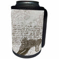 3dRose PS Beach - Vintage Shoe with French Script - Can Cooler Bottle Wrap (cc_108695)