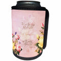 3dRose PS Inspirations - Faith, Hope and Love Bible Verse with Roses - Can Cooler Bottle Wrap (cc_108699)