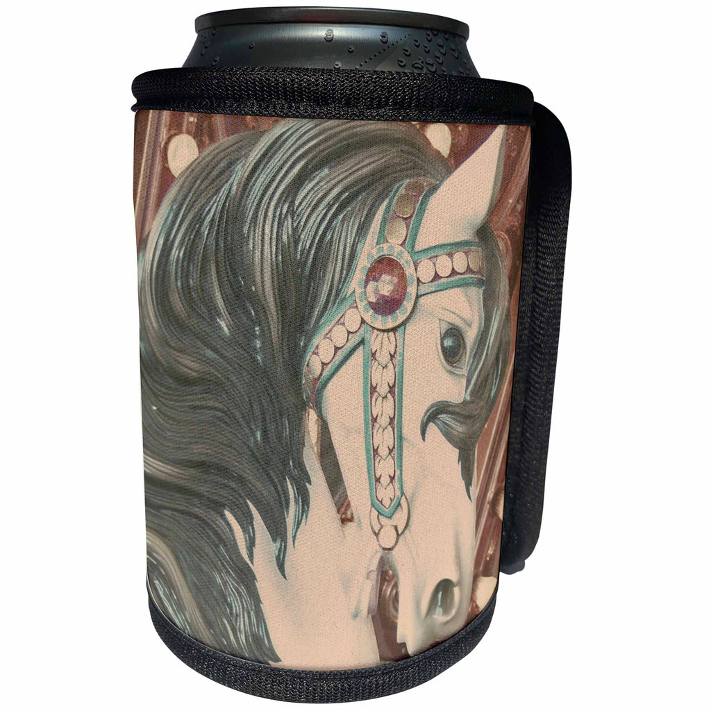 3dRose Cassie Peters Photography - Merry Go Round Horse Photographed by Angelandspot - Can Cooler Bottle Wrap (cc_10870)
