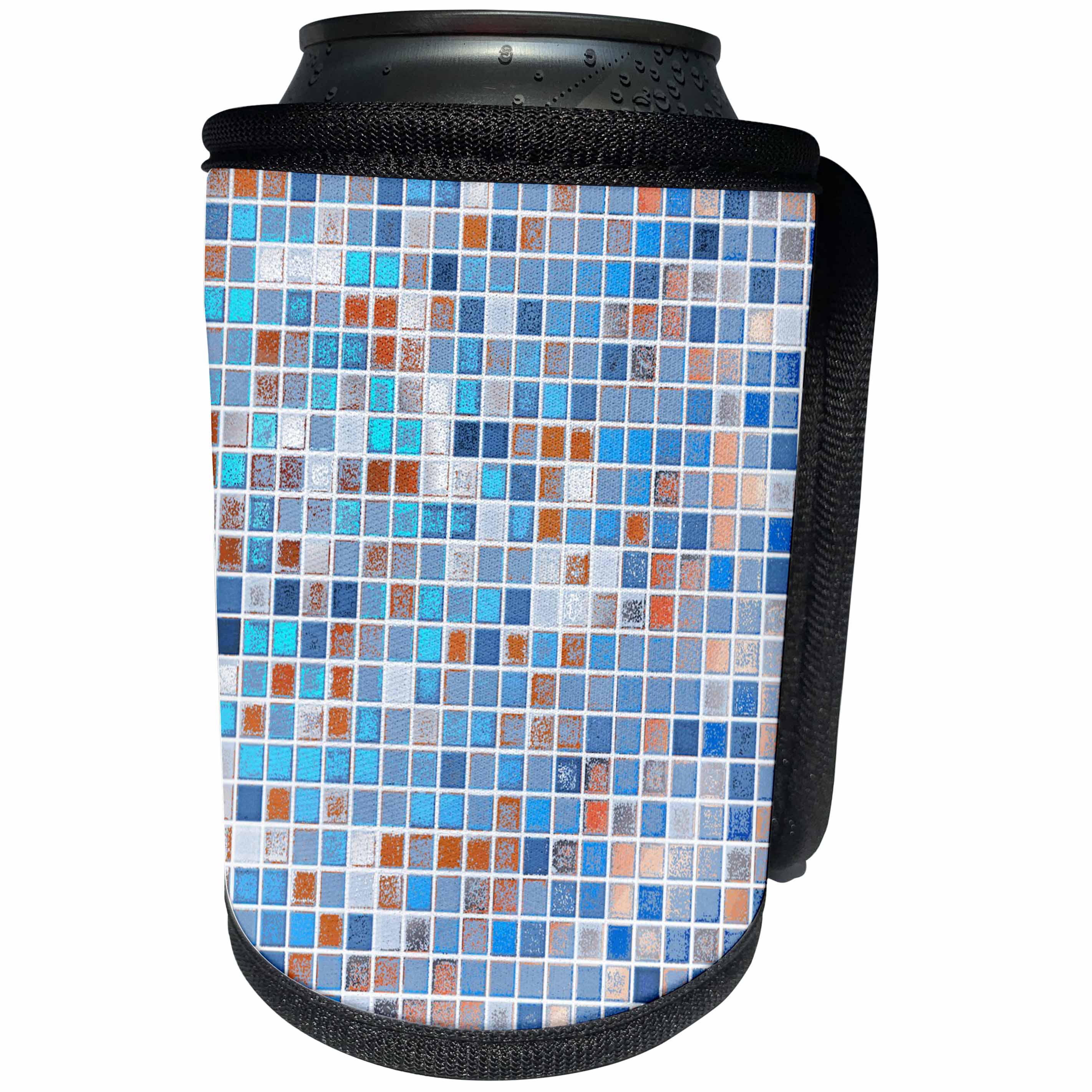 3dRose TNMGraphics Patterns - Blue Tiles - Can Cooler Bottle Wrap (cc_11127)