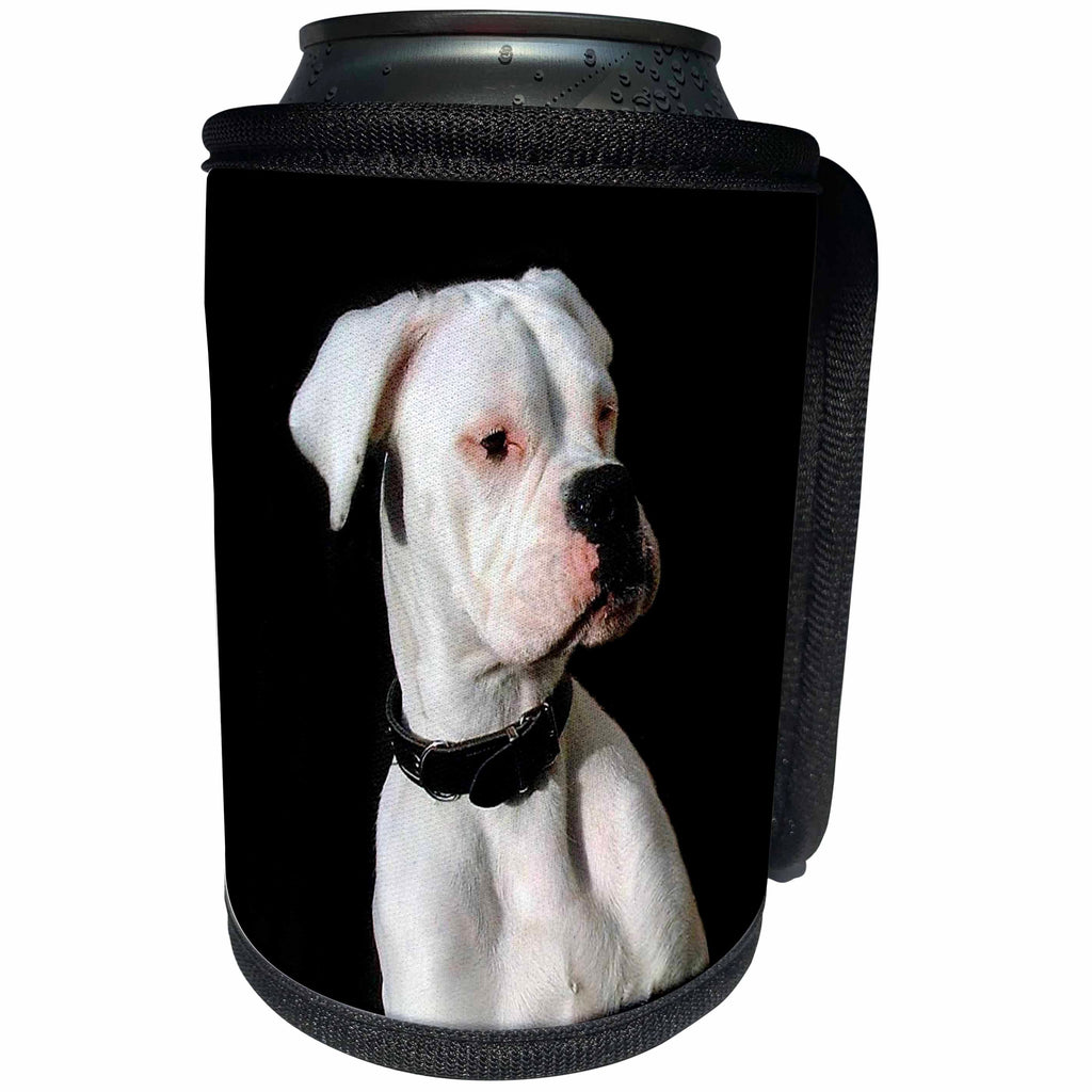 3dRose Dogs Boxer - White Boxer Uncropped Ears - Can Cooler Bottle Wrap (cc_1113)