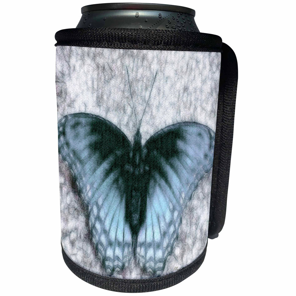 3dRose SmudgeArt Animal Designs - Butterfly baby blue - Can Cooler Bottle Wrap (cc_11732)