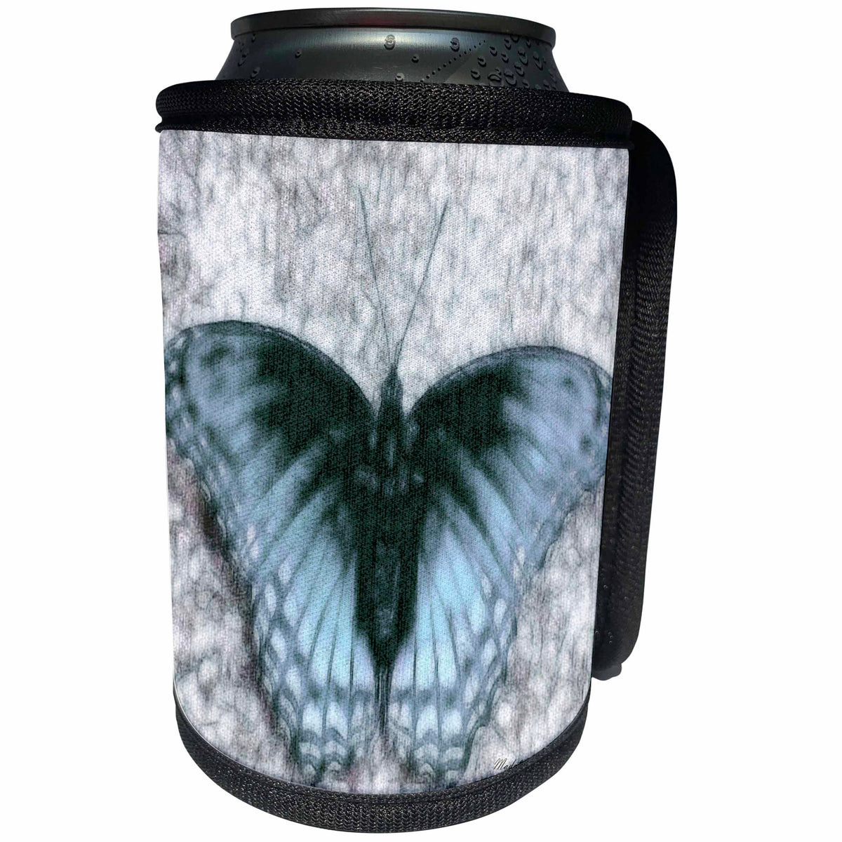 3dRose SmudgeArt Animal Designs - Butterfly baby blue - Can Cooler Bottle Wrap (cc_11732)