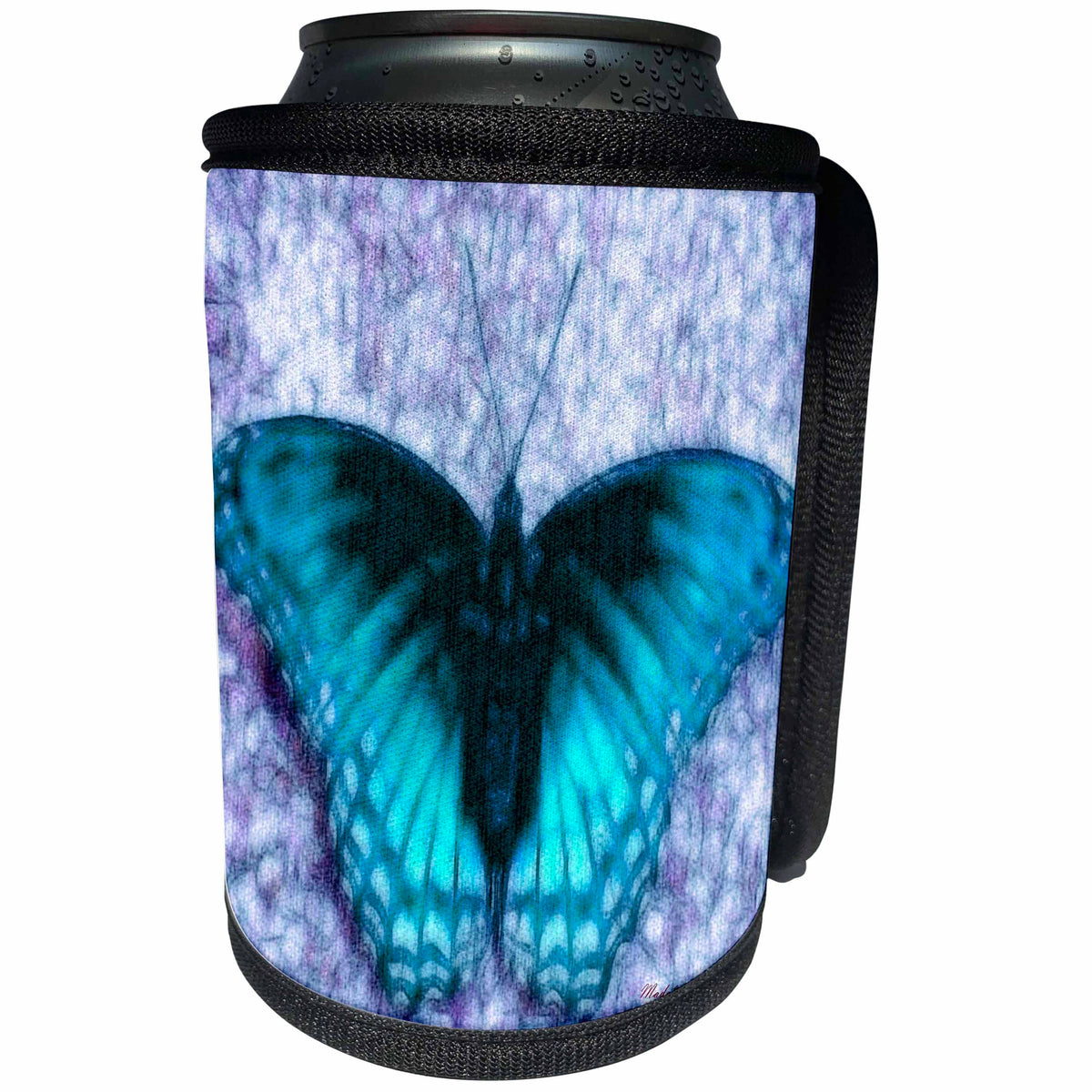 3dRose SmudgeArt Animal Designs - Butterfly blue - Can Cooler Bottle Wrap (cc_11733)