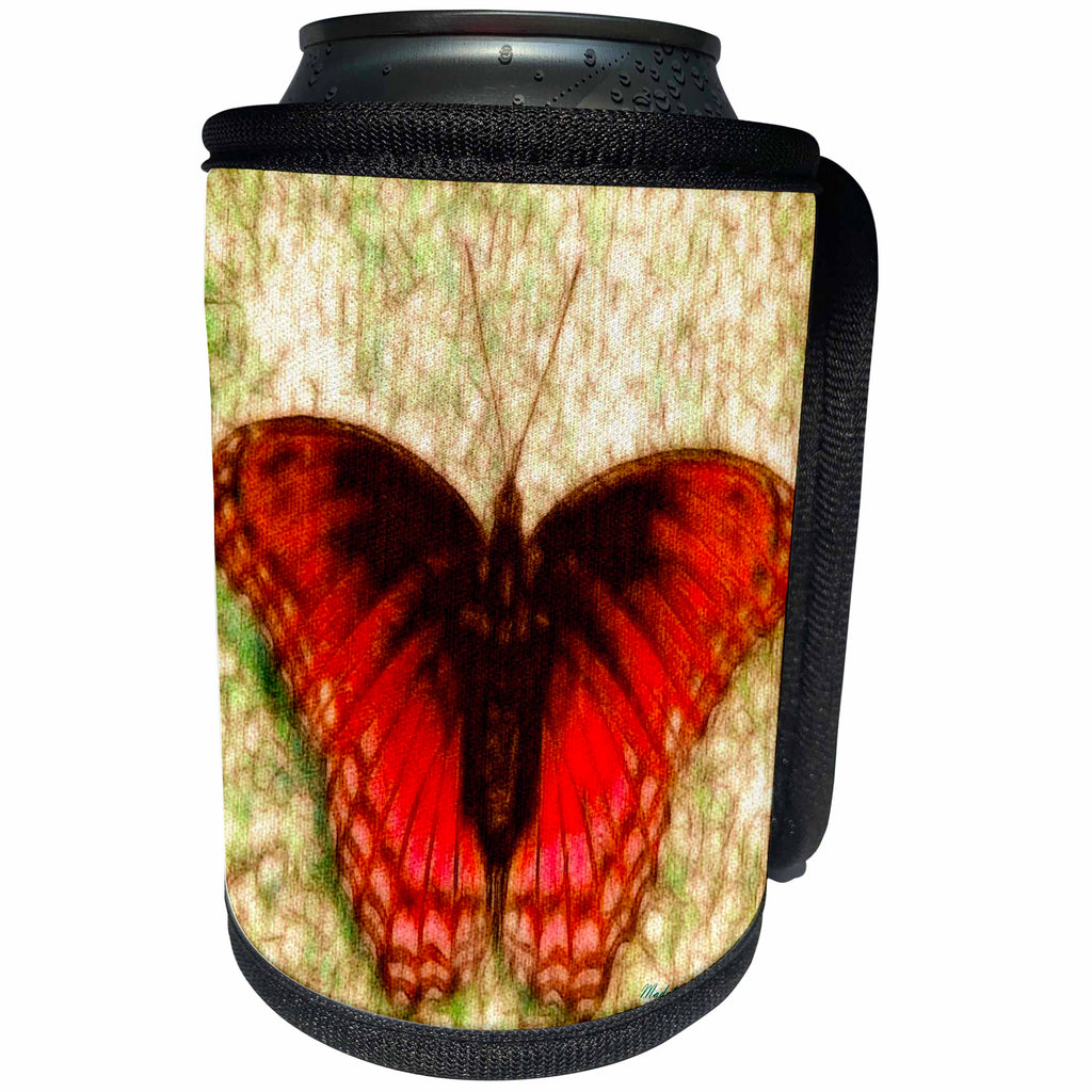 3dRose SmudgeArt Animal Designs - Butterfly orange - Can Cooler Bottle Wrap (cc_11736)