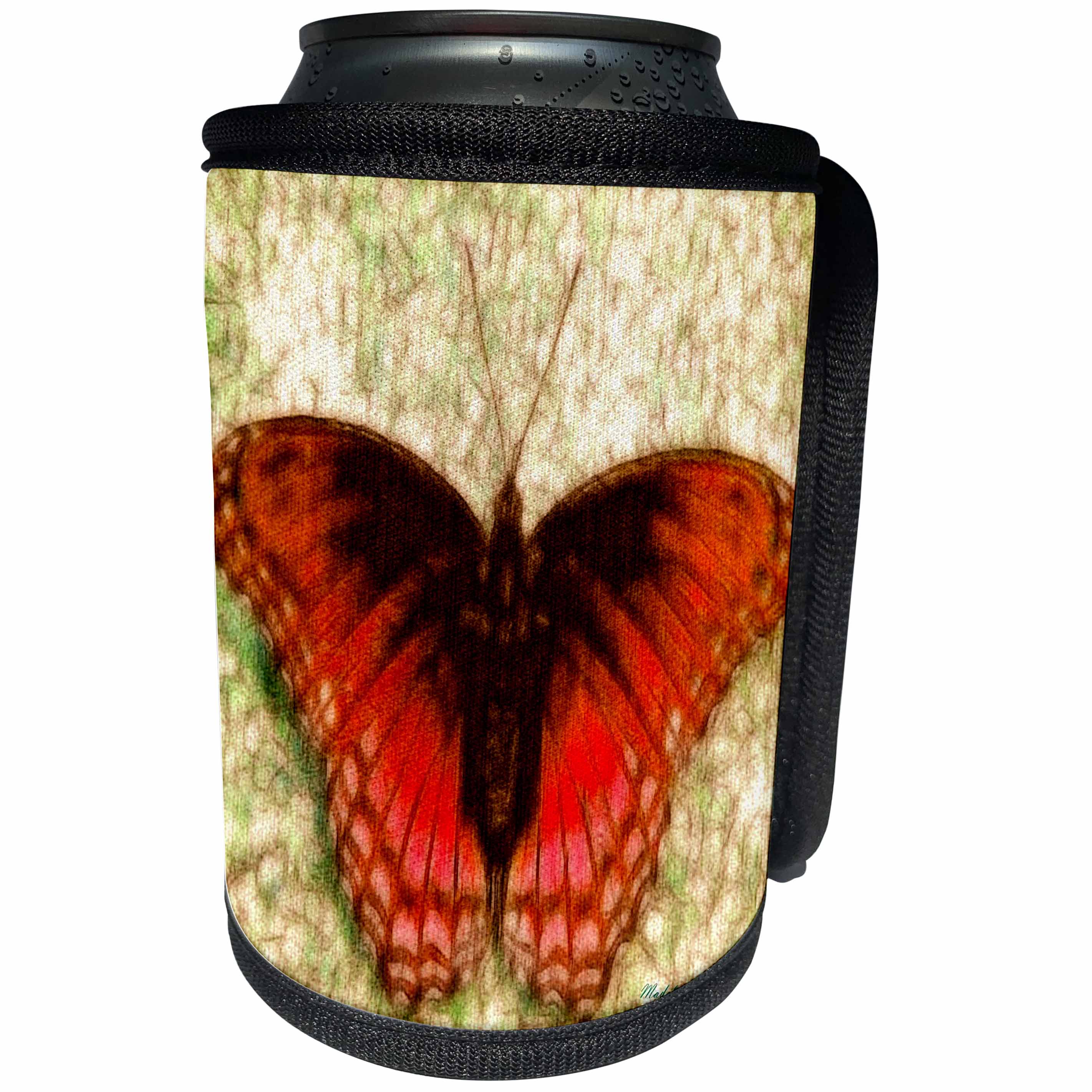 3dRose SmudgeArt Animal Designs - Butterfly orange - Can Cooler Bottle Wrap (cc_11736)