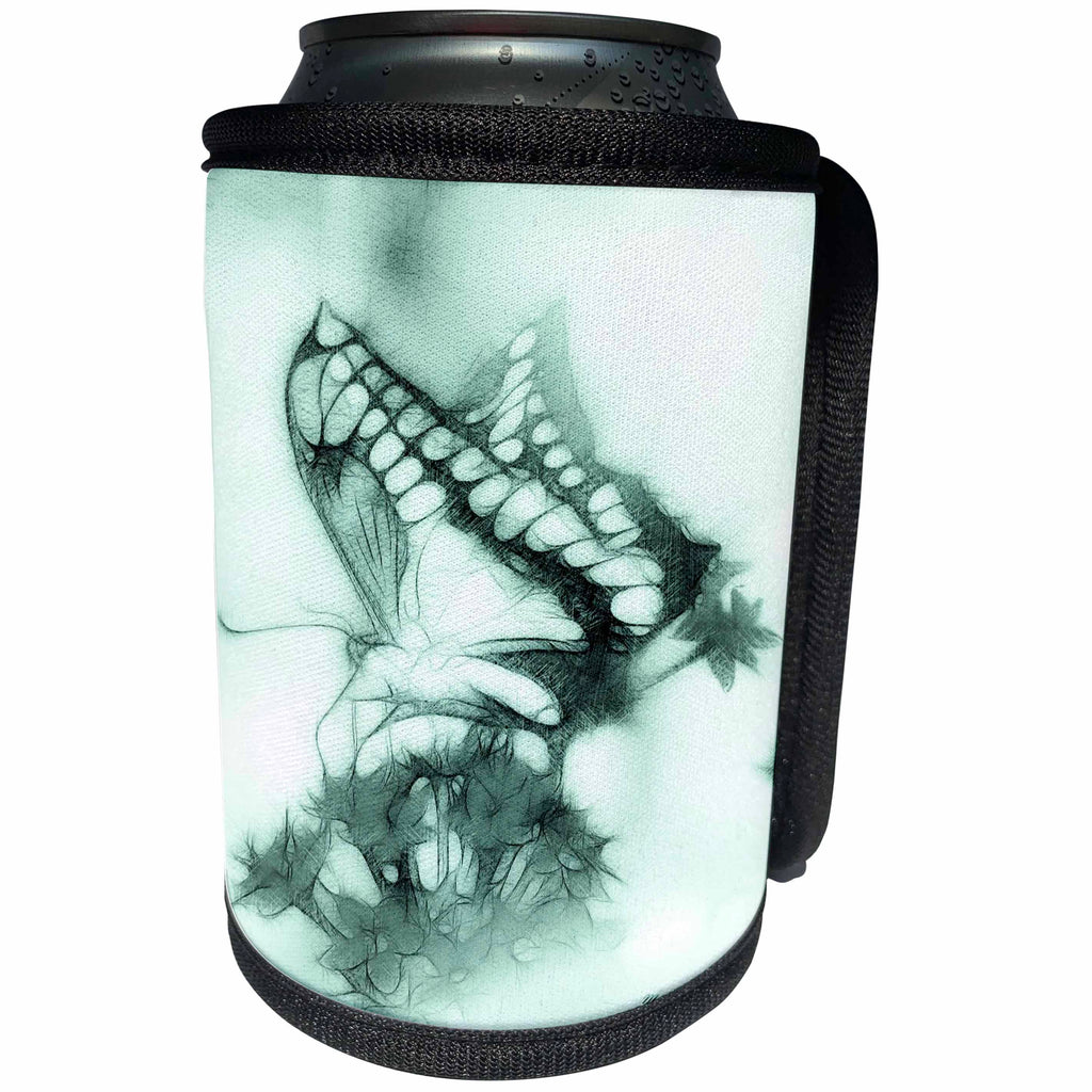 3dRose SmudgeArt Animal Designs - Butterfly A green - Can Cooler Bottle Wrap (cc_11756)