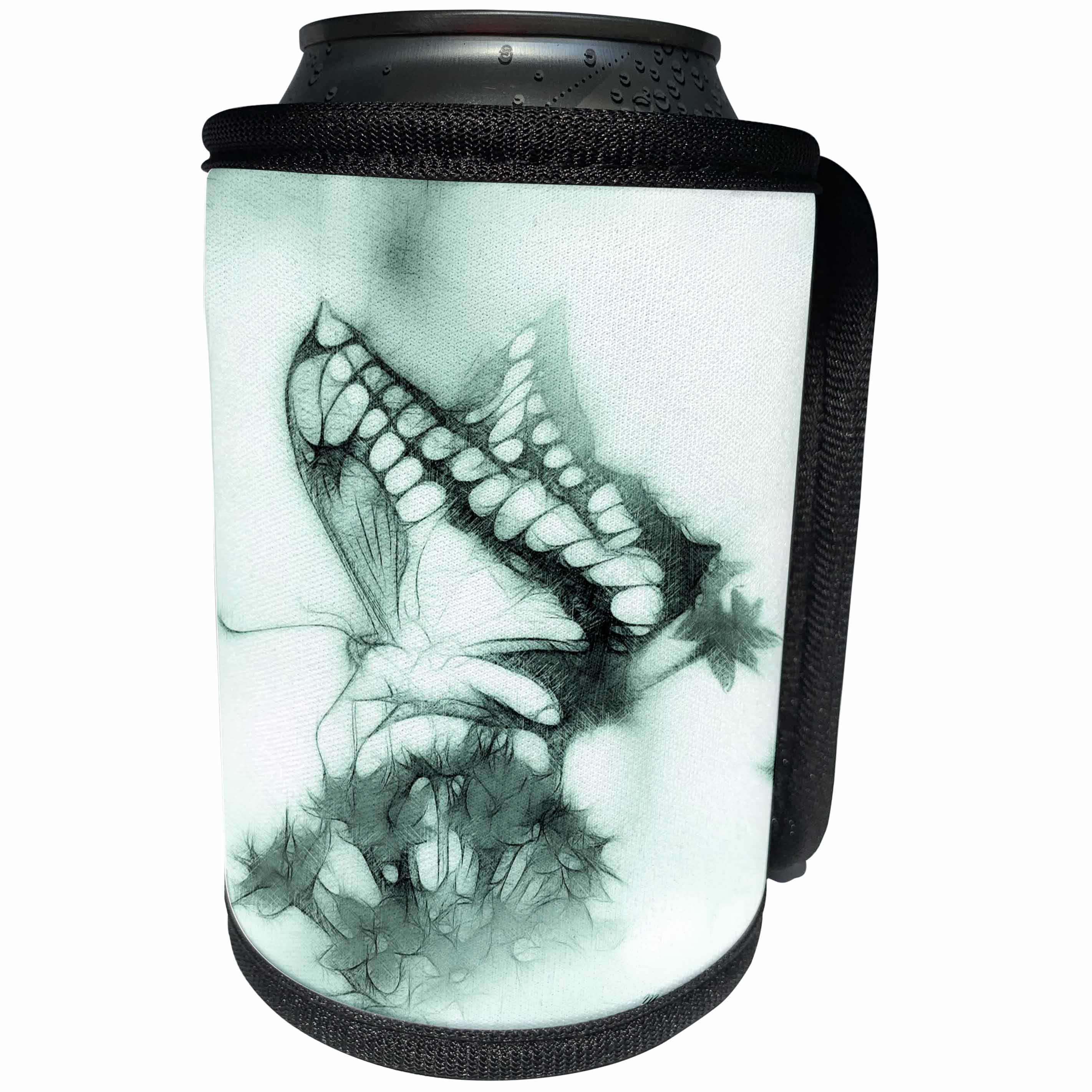 3dRose SmudgeArt Animal Designs - Butterfly A green - Can Cooler Bottle Wrap (cc_11756)