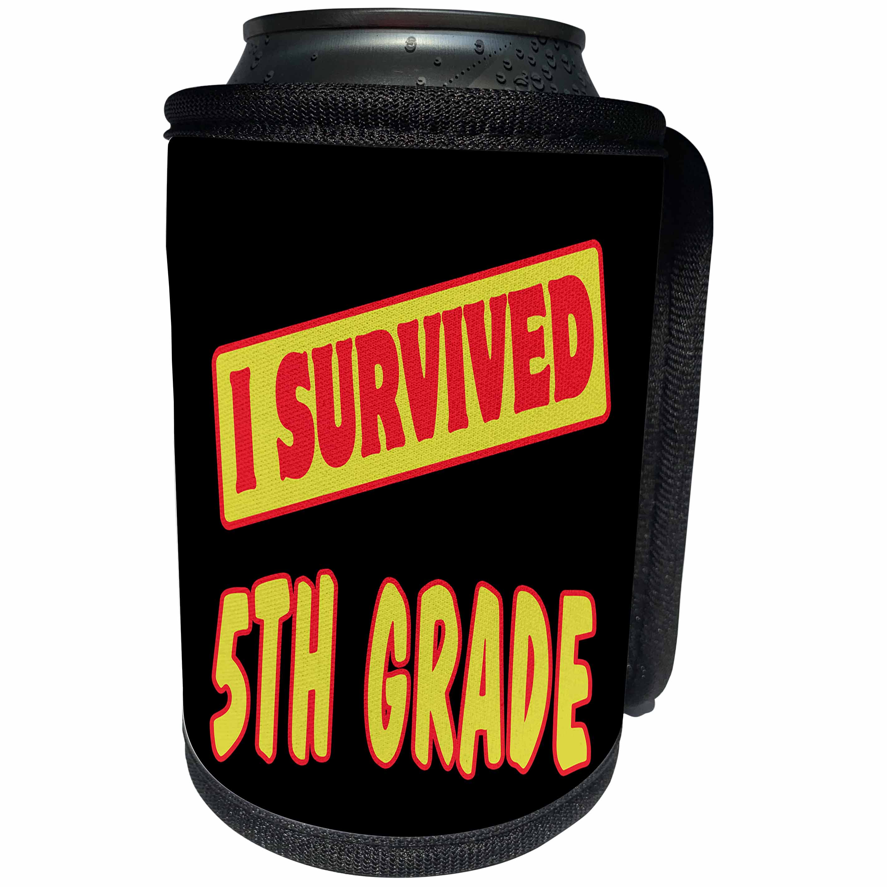 3dRose Dooni Designs Survive Sayings - I Survived 5th Fifth Grade Survial Pride And Humor Design - Can Cooler Bottle Wrap (cc_117562)