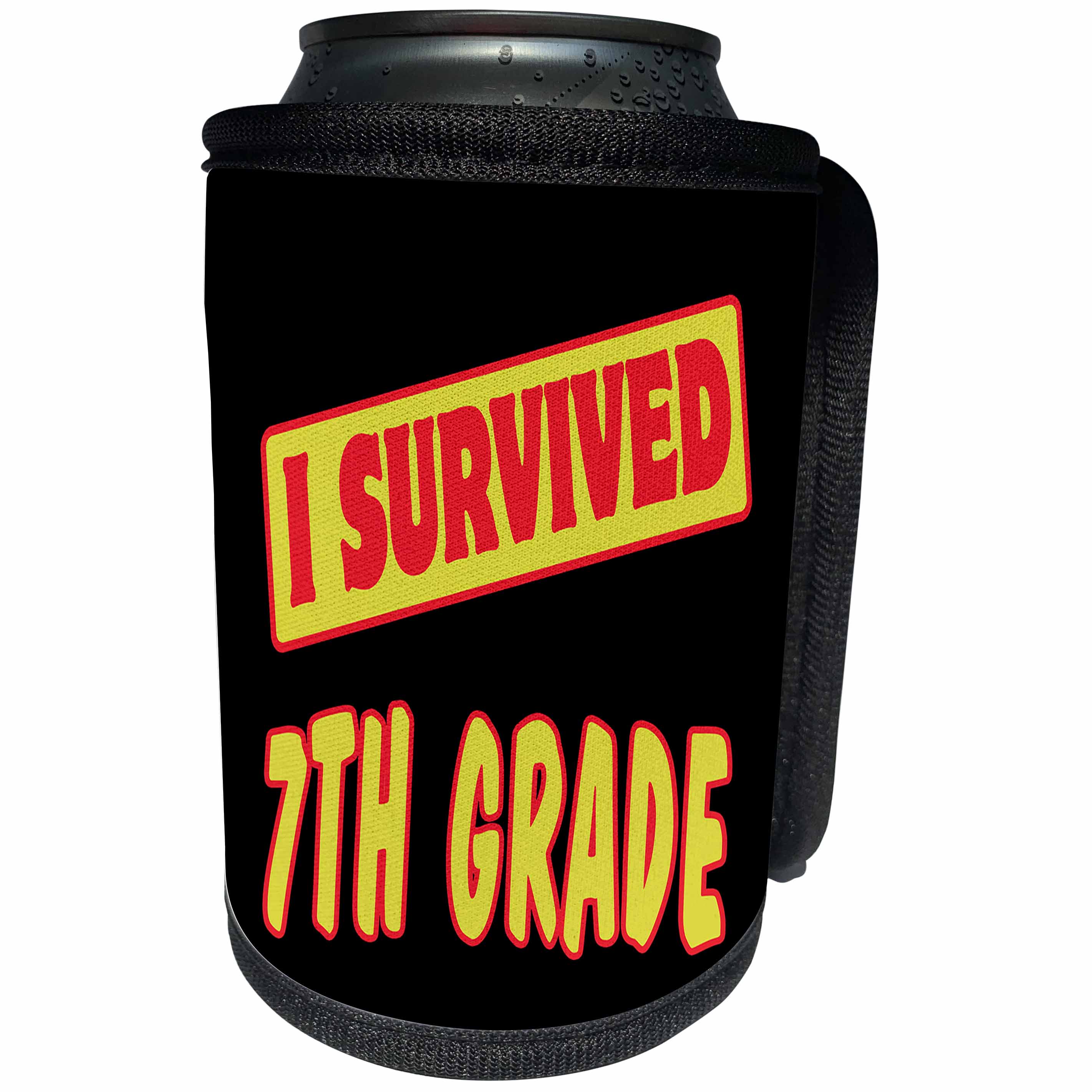 3dRose Dooni Designs Survive Sayings - I Survived 7th Seventh Grade Survial Pride And Humor Design - Can Cooler Bottle Wrap (cc_117564)