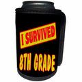 3dRose Dooni Designs Survive Sayings - I Survived 8th Eighth Grade Survial Pride And Humor Design - Can Cooler Bottle Wrap (cc_117565)