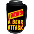 3dRose Dooni Designs Survive Sayings - I Survived A Bear Attack Survial Pride And Humor Design - Can Cooler Bottle Wrap (cc_117569)
