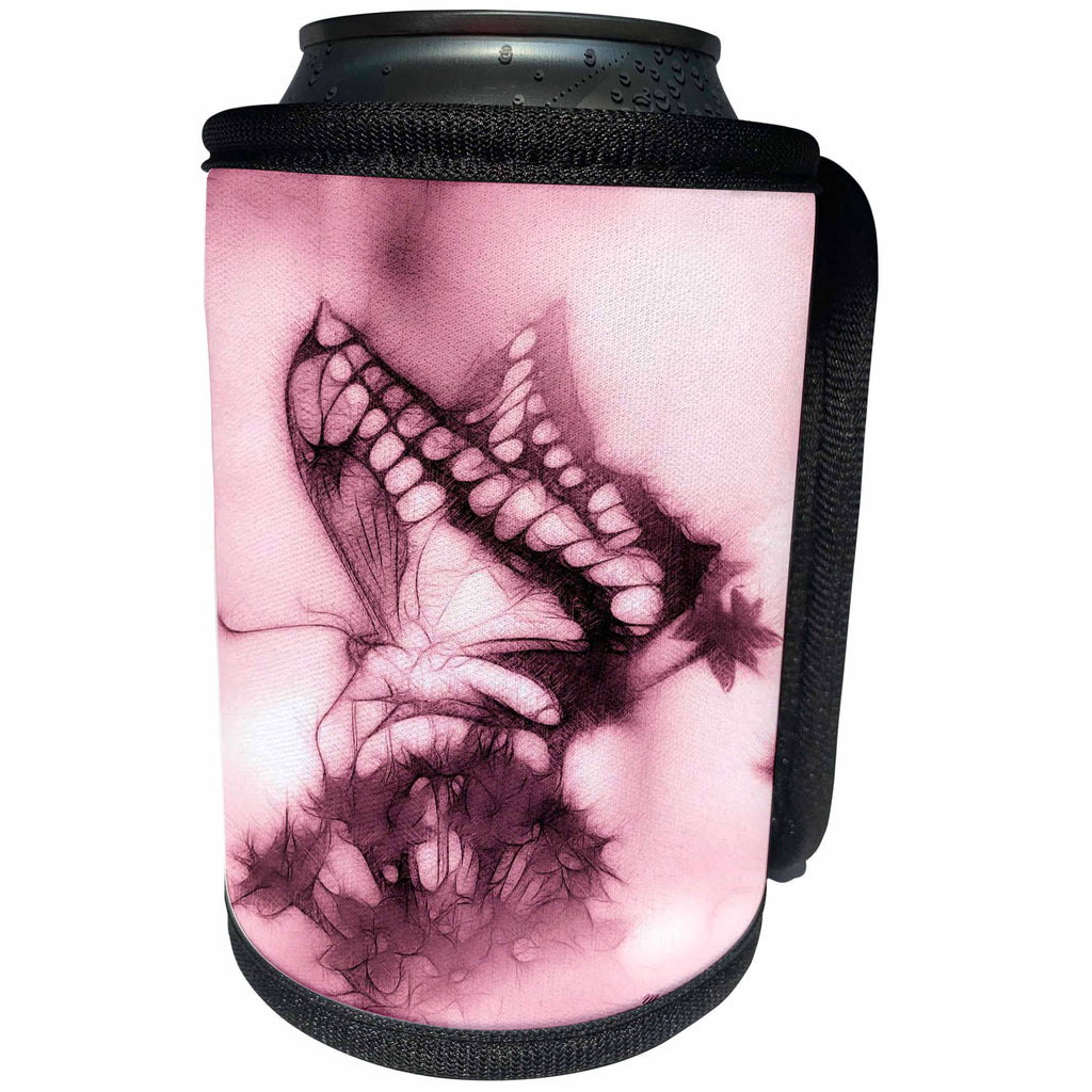 3dRose SmudgeArt Animal Designs - Butterfly A pink - Can Cooler Bottle Wrap (cc_11757)