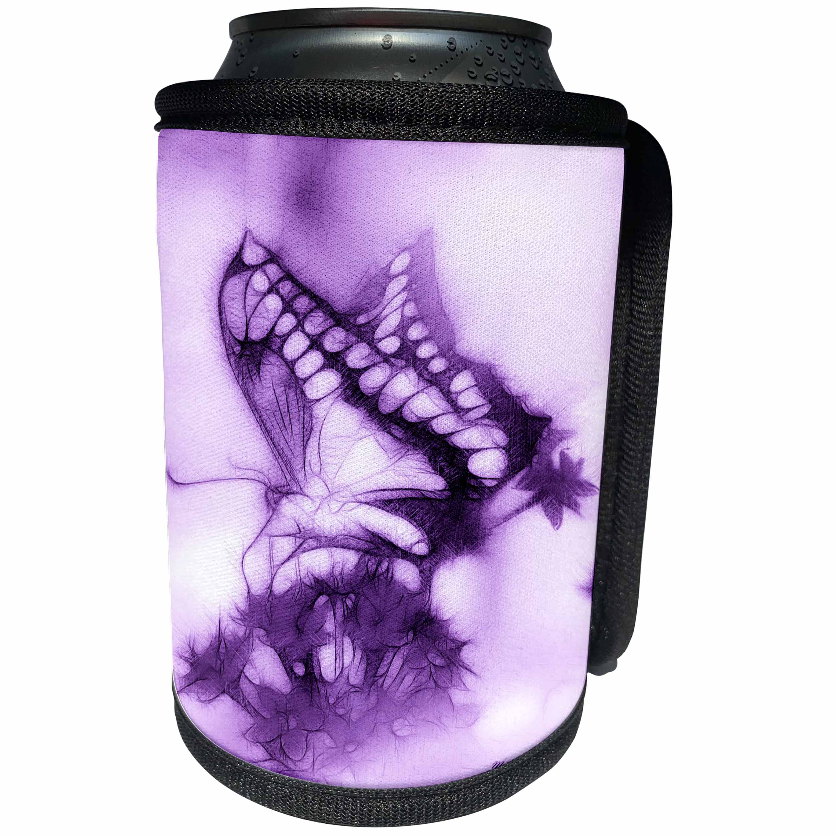 3dRose SmudgeArt Animal Designs - Butterfly A purple - Can Cooler Bottle Wrap (cc_11758)