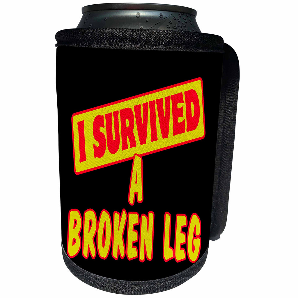 3dRose Dooni Designs Survive Sayings - I Survived A Broken Leg Survial Pride And Humor Design - Can Cooler Bottle Wrap (cc_117582)