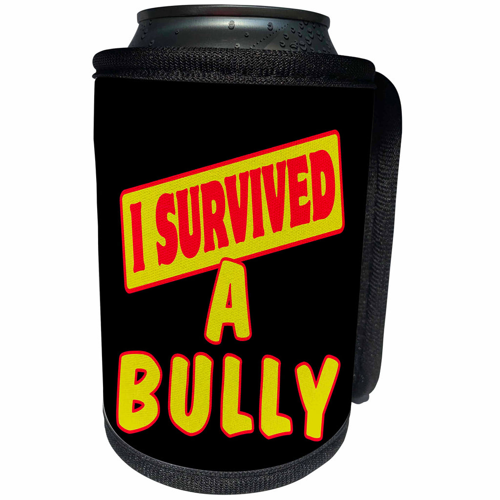3dRose Dooni Designs Survive Sayings - I Survived A Bully Survial Pride And Humor Design - Can Cooler Bottle Wrap (cc_117584)