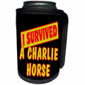 3dRose Dooni Designs Survive Sayings - I Survived A Charlie Horse Survial Pride And Humor Design - Can Cooler Bottle Wrap (cc_117585)