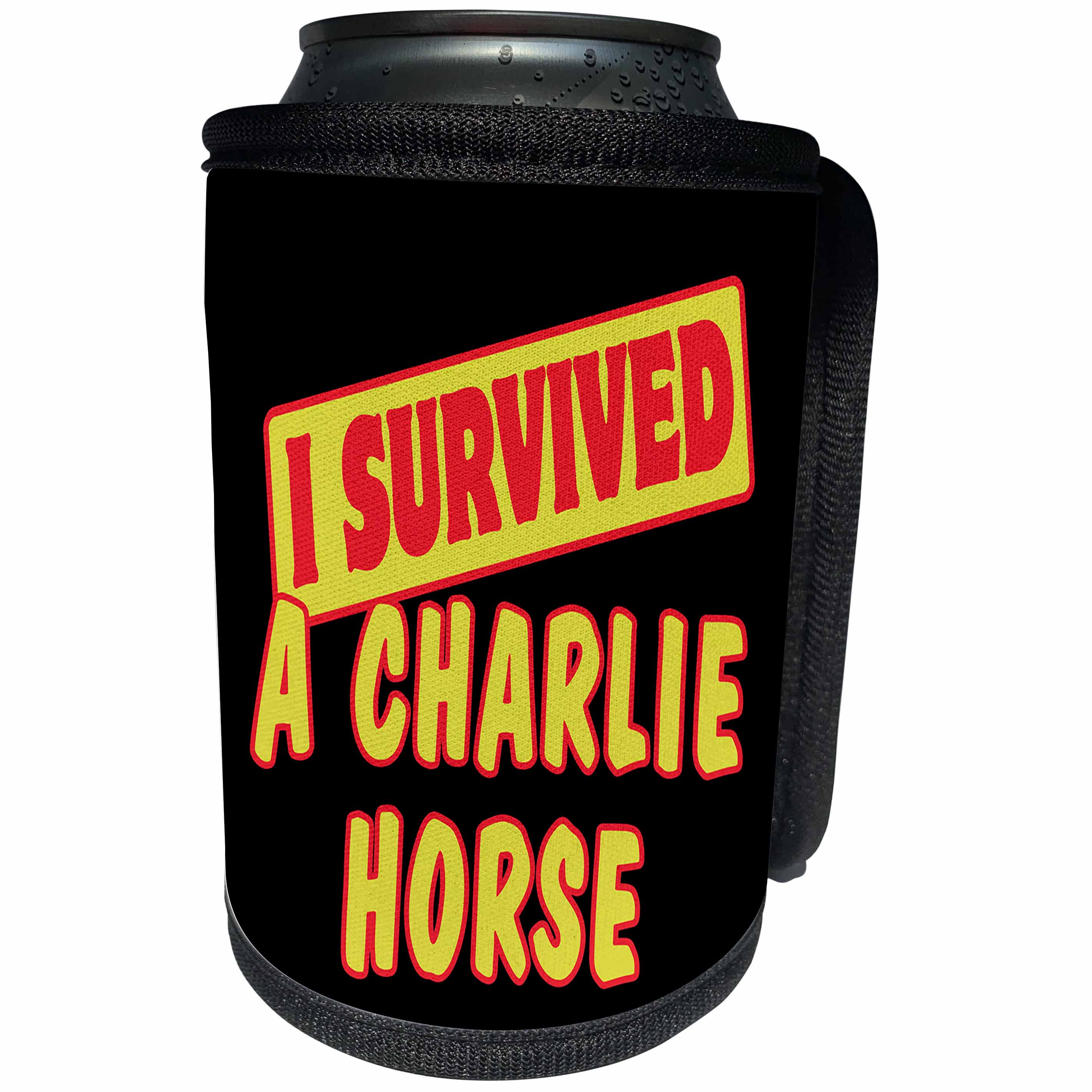 3dRose Dooni Designs Survive Sayings - I Survived A Charlie Horse Survial Pride And Humor Design - Can Cooler Bottle Wrap (cc_117585)