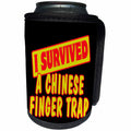 3dRose Dooni Designs Survive Sayings - I Survived A Chinese Finger Trap Survial Pride And Humor Design - Can Cooler Bottle Wrap (cc_117588)