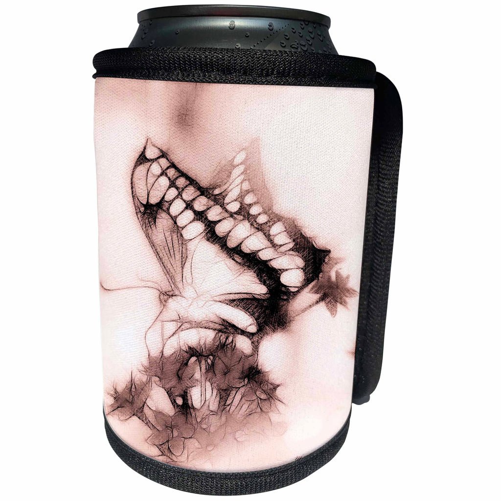 3dRose SmudgeArt Animal Designs - Butterfly A dusty rose - Can Cooler Bottle Wrap (cc_11759)