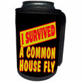 3dRose Dooni Designs Survive Sayings - I Survived A Common Housefly Survial Pride And Humor Design - Can Cooler Bottle Wrap (cc_117590)
