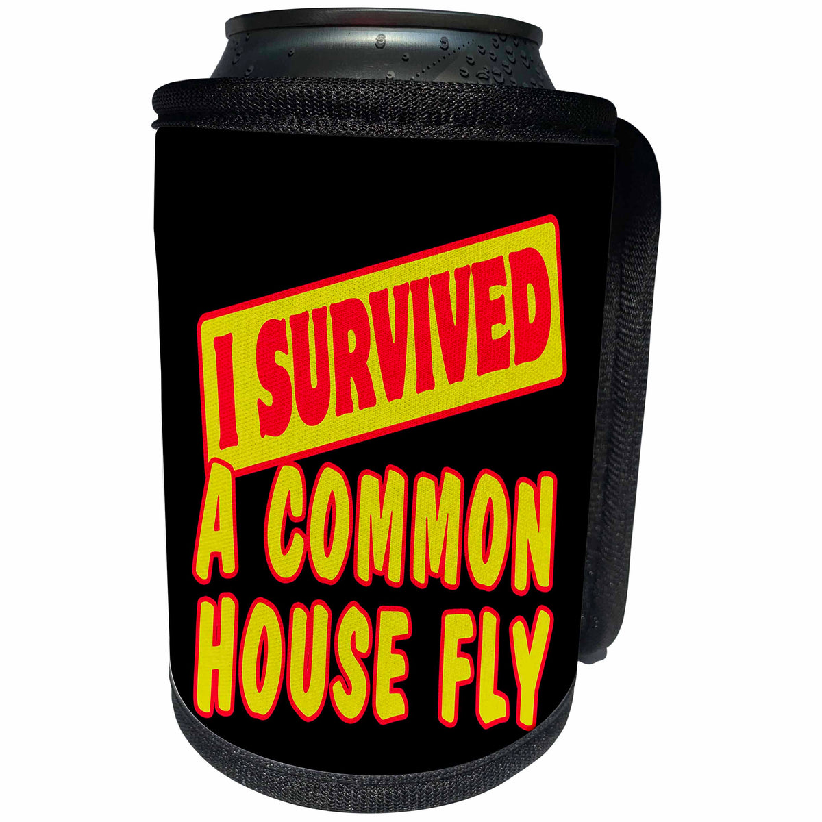 3dRose Dooni Designs Survive Sayings - I Survived A Common Housefly Survial Pride And Humor Design - Can Cooler Bottle Wrap (cc_117590)