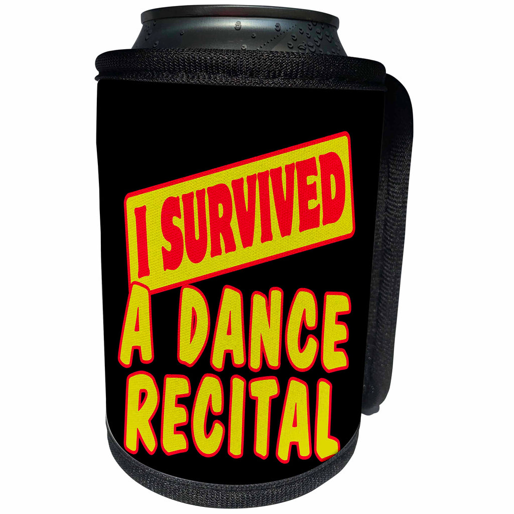 3dRose Dooni Designs Survive Sayings - I Survived A Dance Recital Survial Pride And Humor Design - Can Cooler Bottle Wrap (cc_117594)