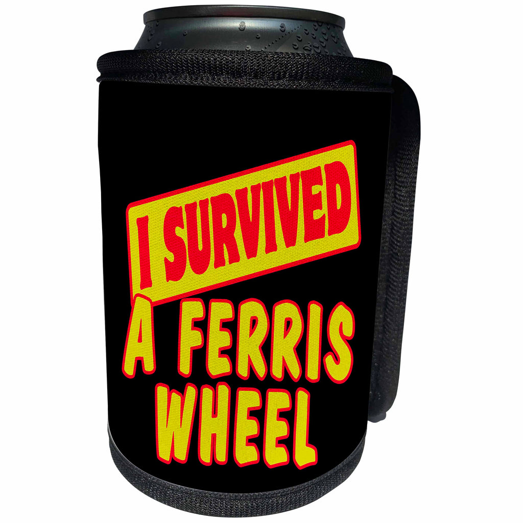 3dRose Dooni Designs Survive Sayings - I Survived A Ferris Wheel Survial Pride And Humor Design - Can Cooler Bottle Wrap (cc_117599)