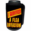 3dRose Dooni Designs Survive Sayings - I Survived A Flea Invasion Survial Pride And Humor Design - Can Cooler Bottle Wrap (cc_117603)