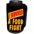 3dRose Dooni Designs Survive Sayings - I Survived A Food Fight Survial Pride And Humor Design - Can Cooler Bottle Wrap (cc_117604)