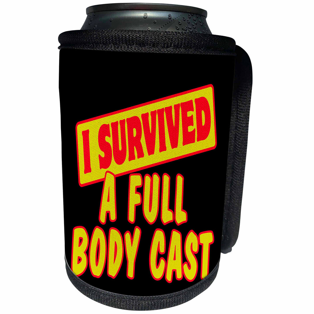 3dRose Dooni Designs Survive Sayings - I Survived A Full Body Cast Survial Pride And Humor Design - Can Cooler Bottle Wrap (cc_117608)