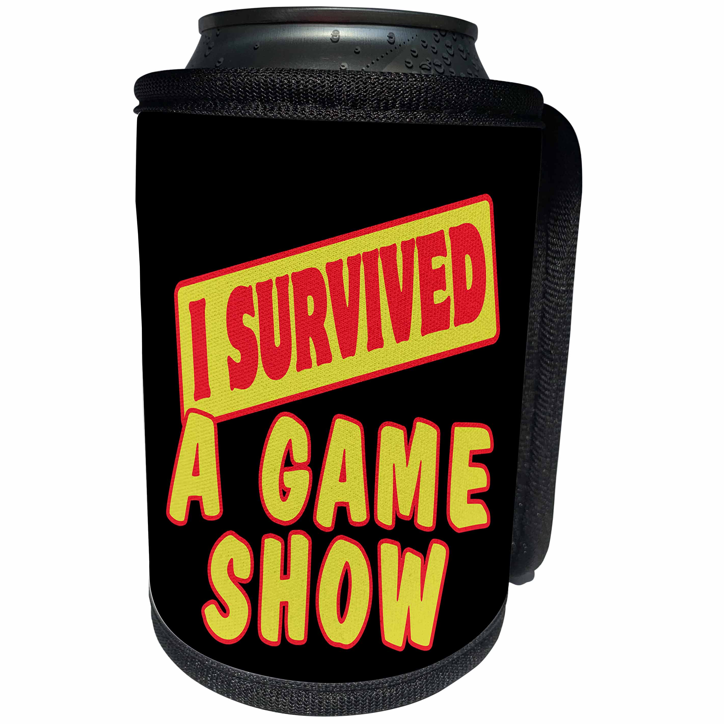 3dRose Dooni Designs Survive Sayings - I Survived A Game Show Survial Pride And Humor Design - Can Cooler Bottle Wrap (cc_117610)
