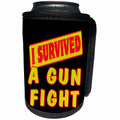 3dRose Dooni Designs Survive Sayings - I Survived A Gun Fight Survial Pride And Humor Design - Can Cooler Bottle Wrap (cc_117611)