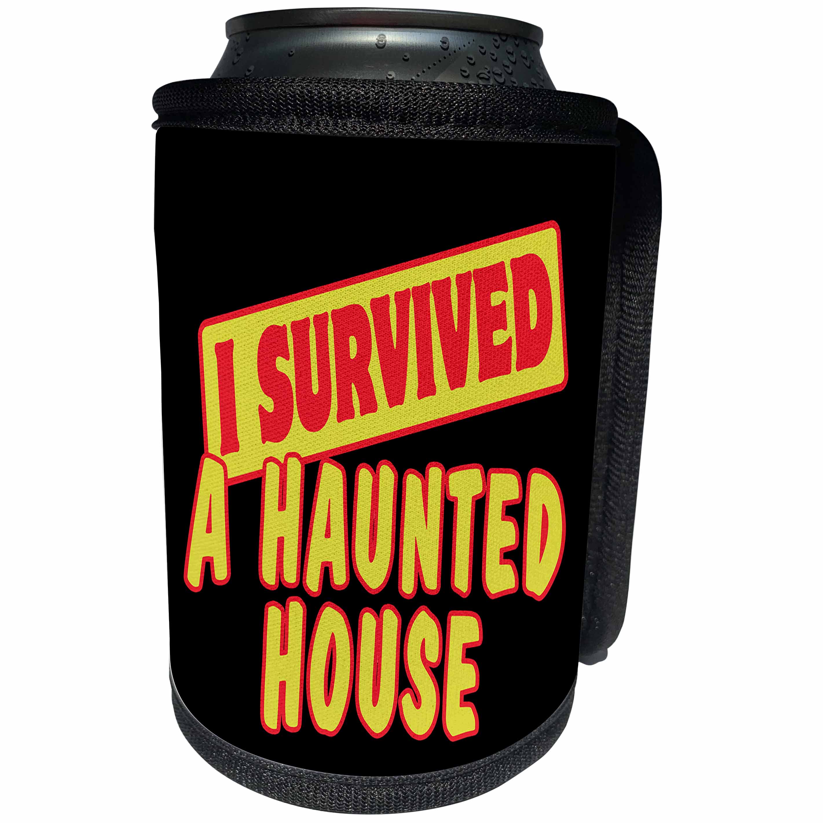 3dRose Dooni Designs Survive Sayings - I Survived A Haunted House Survial Pride And Humor Design - Can Cooler Bottle Wrap (cc_117618)