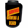 3dRose Dooni Designs Survive Sayings - I Survived Growing A Beard Survial Pride And Humor Design - Can Cooler Bottle Wrap (cc_117987)