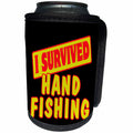 3dRose Dooni Designs Survive Sayings - I Survived Hand Fishing Survial Pride And Humor Design - Can Cooler Bottle Wrap (cc_117994)