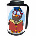 3dRose Dooni Designs More Random Cartoon Designs - Graduate Owl Reading A Book Cartoon - Can Cooler Bottle Wrap (cc_118730)