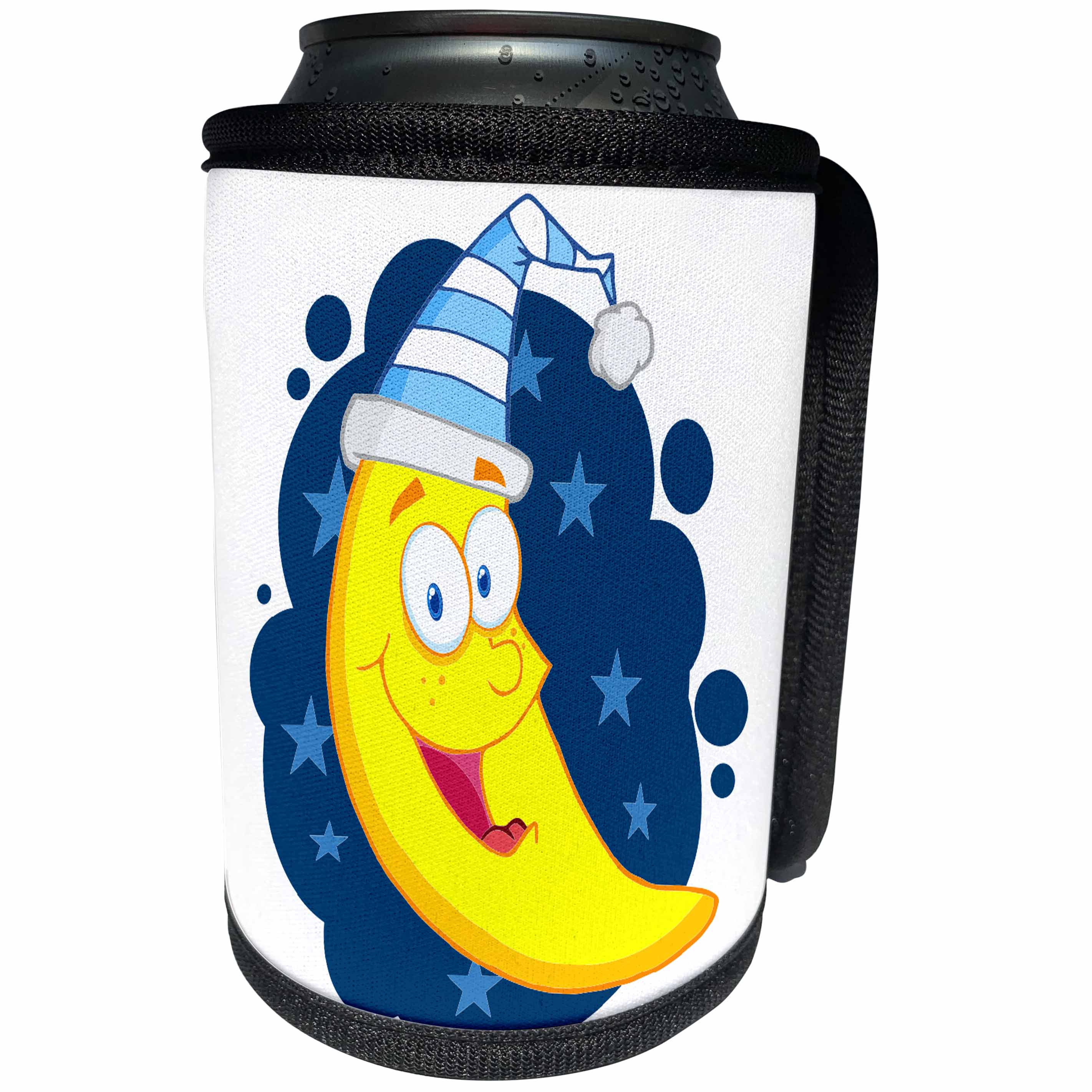 3dRose Dooni Designs More Random Cartoon Designs - Happy Cute Goodnight Moon Cartoon - Can Cooler Bottle Wrap (cc_118746)