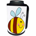 3dRose Dooni Designs More Random Cartoon Designs - Happy Flying Honeybee Honey Bee Cartoon - Can Cooler Bottle Wrap (cc_118749)
