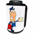 3dRose Dooni Designs More Random Cartoon Designs - Happy Mailman Postal Worker Delivering Letter - Can Cooler Bottle Wrap (cc_118752)