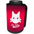 3dRose Deniska Designs Cat - My Kitty White On Red - Can Cooler Bottle Wrap (cc_12395)