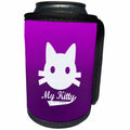 3dRose Deniska Designs Cat - My Kitty White On Purple - Can Cooler Bottle Wrap (cc_12396)
