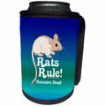 3dRose Deniska Designs Rat - Rats Rule! White on BlueGreen - Can Cooler Bottle Wrap (cc_12397)
