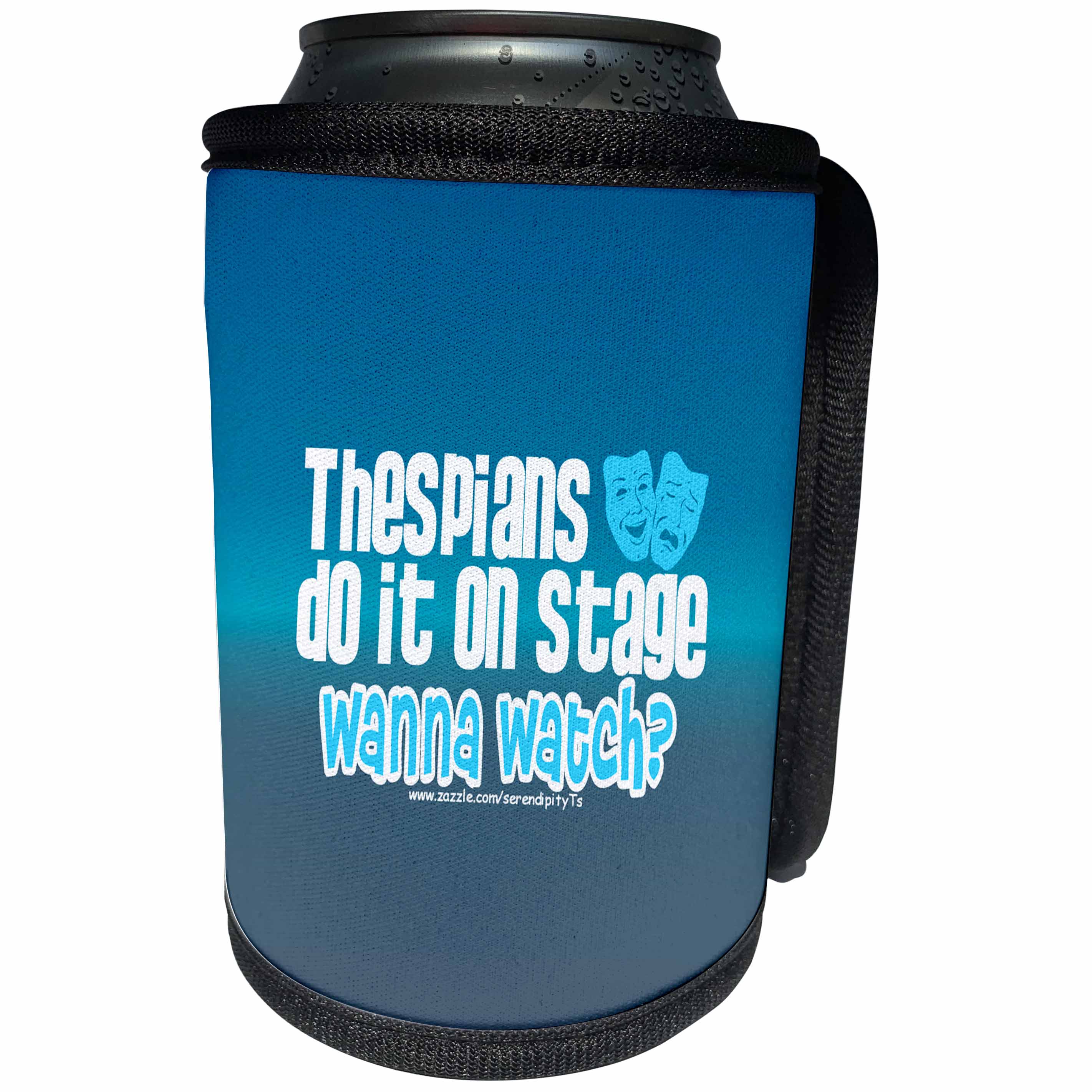 3dRose Deniska Designs Thespian - Thespians Do It On Stage on TealGreen - Can Cooler Bottle Wrap (cc_12399)