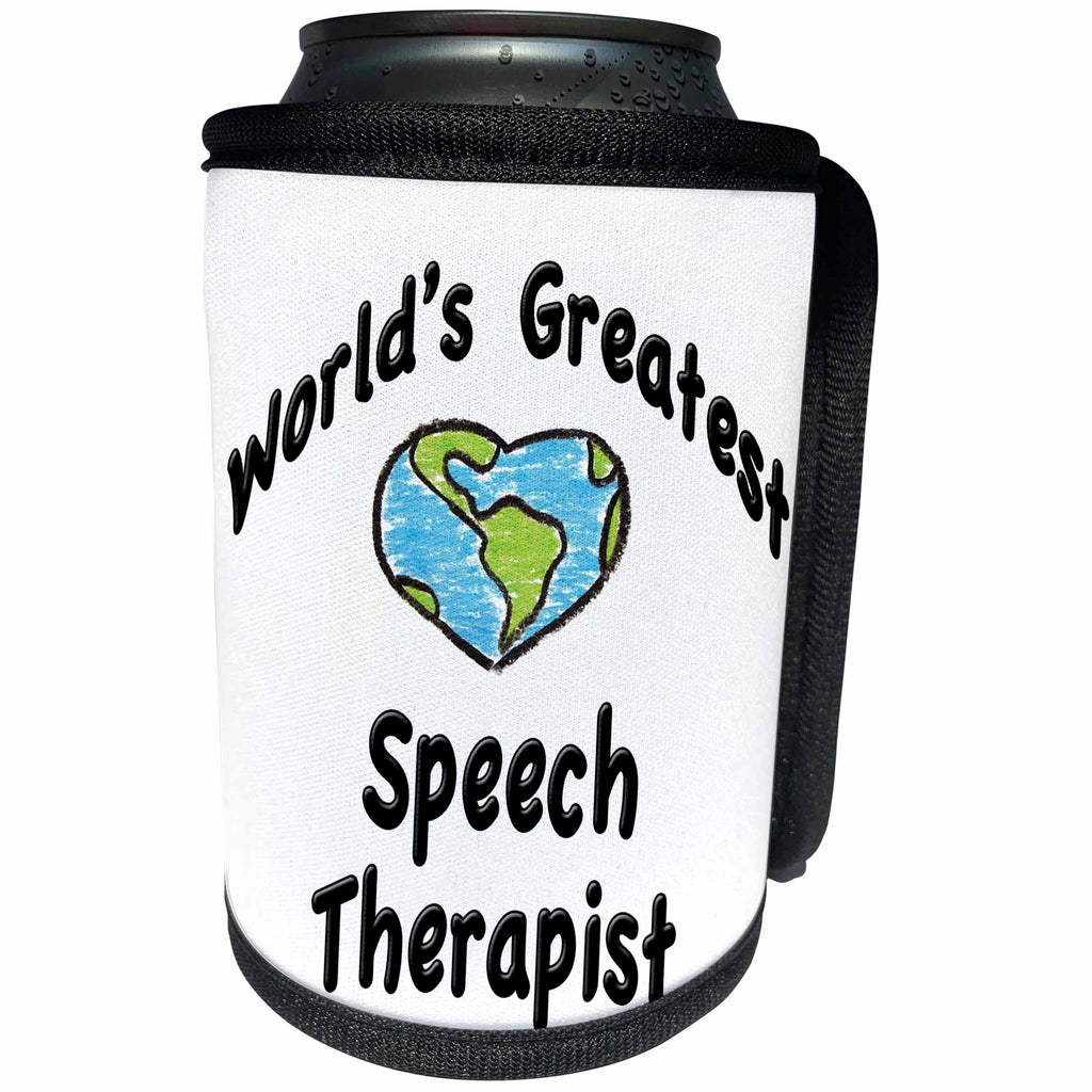 3dRose EvaDane - Teachers - World’s greatest speech therapist - Can Cooler Bottle Wrap (cc_123991)