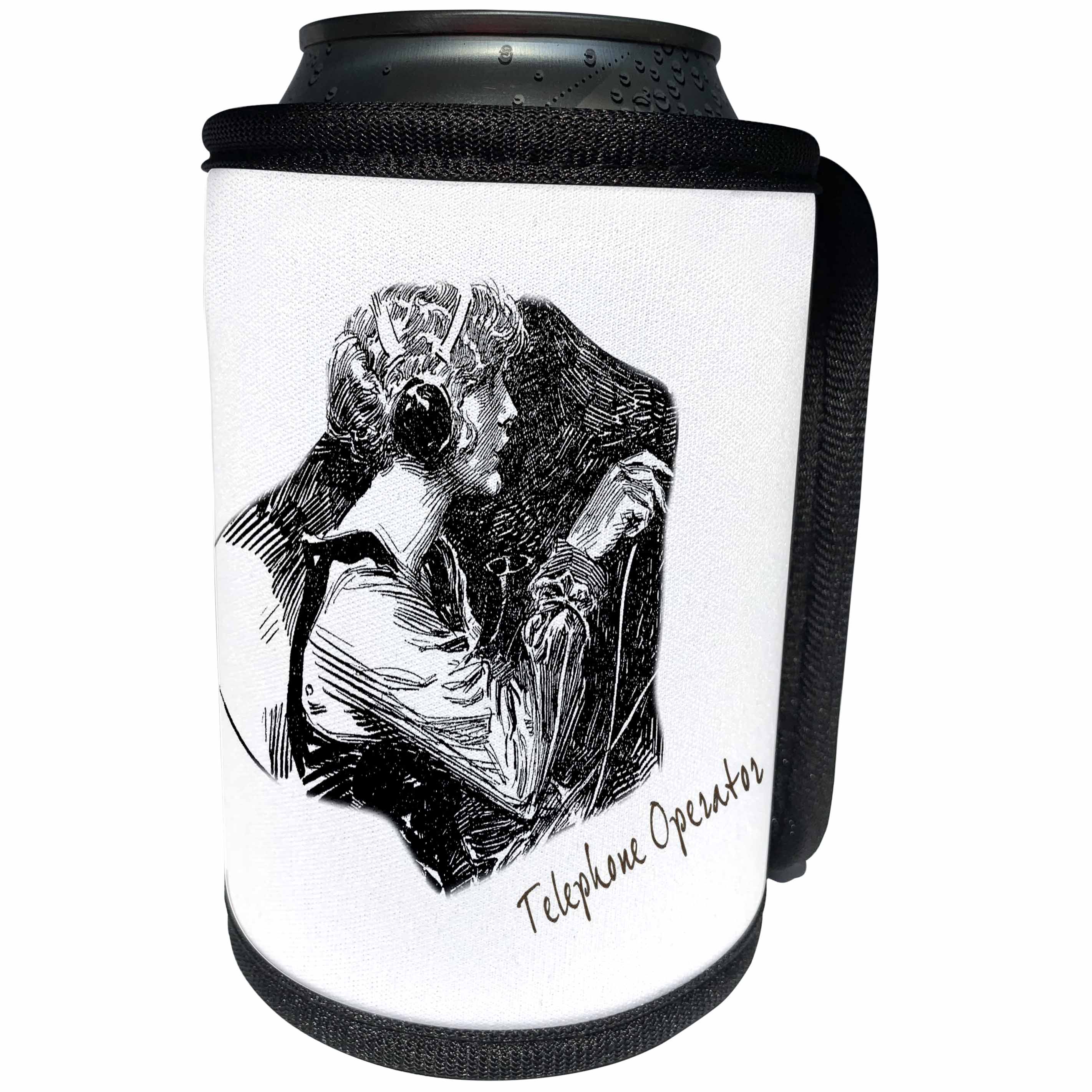 3dRose TNMPastPerfect Vintage Technology - Telephone Operator - Can Cooler Bottle Wrap (cc_124196)